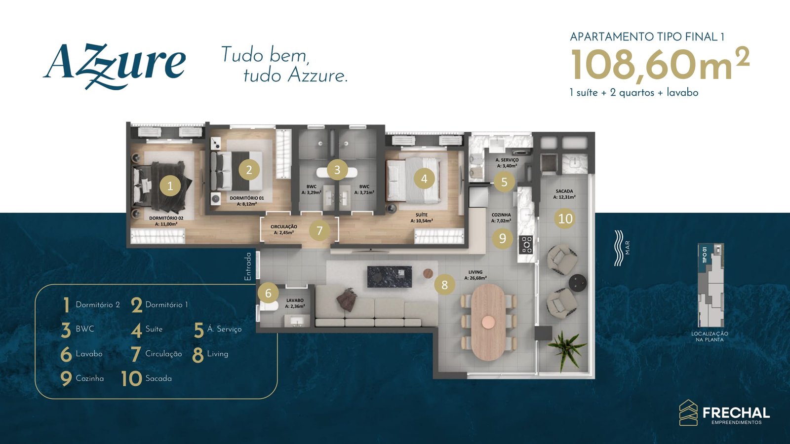 Planta do Tipo 1 — Azzure